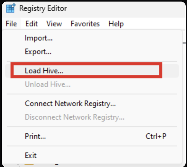 File 菜单中的 Load Hive 选项